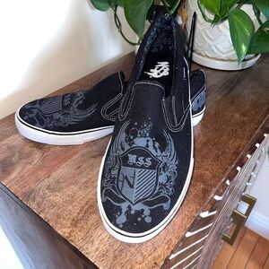 NSS Slip On Sneakers Skull Graphic Canvas Shoes Casual‎ Skatercore Mens Size 12